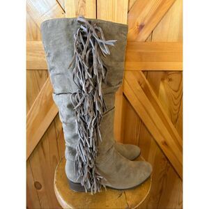Madden Girl Winter Knee Boots Pondo Taupe Size 9M Leather